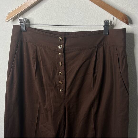 Reformation Brown Rox Button Front Wide Leg Trouser Pants Womens Size 12 - Picture 5 of 8